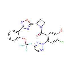 COc1cc(C(=O)N2CC[C@H]2c2nc(-c3ccccc3OC(F)(F)F)no2)c(-n2nccn2)cc1Cl ZINC000218084412