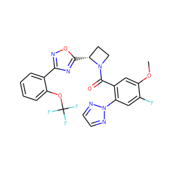 COc1cc(C(=O)N2CC[C@H]2c2nc(-c3ccccc3OC(F)(F)F)no2)c(-n2nccn2)cc1F ZINC000218018903