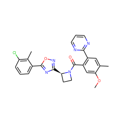 COc1cc(C(=O)N2CC[C@H]2c2noc(-c3cccc(Cl)c3C)n2)c(-c2ncccn2)cc1C ZINC000218113302