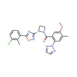 COc1cc(C(=O)N2CC[C@H]2c2noc(-c3cccc(Cl)c3C)n2)c(-n2nccn2)cc1C ZINC000218101798