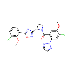 COc1cc(C(=O)N2CC[C@H]2c2noc(-c3cccc(Cl)c3OC)n2)c(-n2nccn2)cc1Cl ZINC000218123652