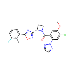 COc1cc(C(=O)N2CC[C@H]2c2noc(-c3cccc(F)c3C)n2)c(-n2nccn2)cc1Cl ZINC000218108701