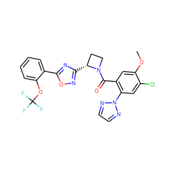 COc1cc(C(=O)N2CC[C@H]2c2noc(-c3ccccc3OC(F)(F)F)n2)c(-n2nccn2)cc1Cl ZINC000218066308