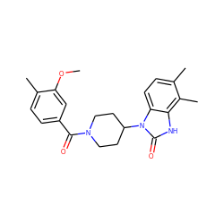 COc1cc(C(=O)N2CCC(n3c(=O)[nH]c4c(C)c(C)ccc43)CC2)ccc1C ZINC000028955440