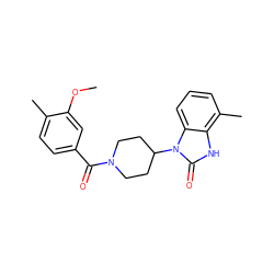 COc1cc(C(=O)N2CCC(n3c(=O)[nH]c4c(C)cccc43)CC2)ccc1C ZINC000028955435