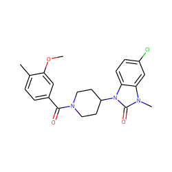 COc1cc(C(=O)N2CCC(n3c(=O)n(C)c4cc(Cl)ccc43)CC2)ccc1C ZINC000028955451