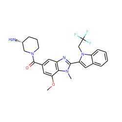 COc1cc(C(=O)N2CCC[C@@H](N)C2)cc2nc(-c3cc4ccccc4n3CC(F)(F)F)n(C)c12 ZINC001772597043