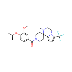 COc1cc(C(=O)N2CCC3(CC2)c2ccc(C(F)(F)F)n2CCN3C)ccc1OC(C)C ZINC000143179320