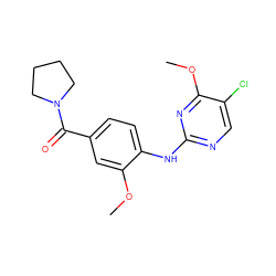 COc1cc(C(=O)N2CCCC2)ccc1Nc1ncc(Cl)c(OC)n1 ZINC000169705192