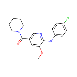 COc1cc(C(=O)N2CCCCC2)cnc1Nc1ccc(Cl)cc1 ZINC000045354202