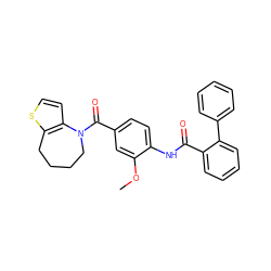 COc1cc(C(=O)N2CCCCc3sccc32)ccc1NC(=O)c1ccccc1-c1ccccc1 ZINC000013532191