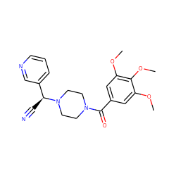 COc1cc(C(=O)N2CCN([C@@H](C#N)c3cccnc3)CC2)cc(OC)c1OC ZINC000027408198