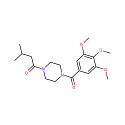 COc1cc(C(=O)N2CCN(C(=O)CC(C)C)CC2)cc(OC)c1OC ZINC000000970784