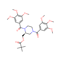 COc1cc(C(=O)N2CCN(C(=O)c3cc(OC)c(OC)c(OC)c3)[C@H](COC(=O)C(C)(C)C)C2)cc(OC)c1OC ZINC000003914861