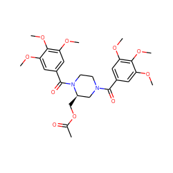 COc1cc(C(=O)N2CCN(C(=O)c3cc(OC)c(OC)c(OC)c3)[C@H](COC(C)=O)C2)cc(OC)c1OC ZINC000003914864