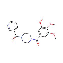 COc1cc(C(=O)N2CCN(C(=O)c3cccnc3)CC2)cc(OC)c1OC ZINC000000849934