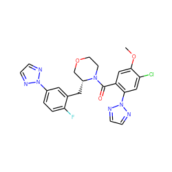 COc1cc(C(=O)N2CCOC[C@H]2Cc2cc(-n3nccn3)ccc2F)c(-n2nccn2)cc1Cl ZINC000222076973