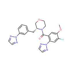 COc1cc(C(=O)N2CCOC[C@H]2Cc2cccc(-n3nccn3)c2)c(-n2nccn2)cc1F ZINC000222084207