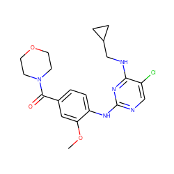 COc1cc(C(=O)N2CCOCC2)ccc1Nc1ncc(Cl)c(NCC2CC2)n1 ZINC000169705058