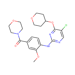 COc1cc(C(=O)N2CCOCC2)ccc1Nc1ncc(Cl)c(OC2CCOCC2)n1 ZINC000169705159