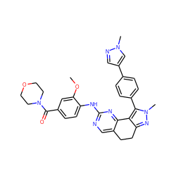 COc1cc(C(=O)N2CCOCC2)ccc1Nc1ncc2c(n1)-c1c(nn(C)c1-c1ccc(-c3cnn(C)c3)cc1)CC2 ZINC000224952485