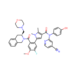 COc1cc(C(=O)N2Cc3ccccc3C[C@H]2CN2CCOCC2)c(-c2cc(C(=O)N(c3ccc(O)cc3)c3cc(C#N)ccn3)c(C)n2C)cc1F ZINC000261109244