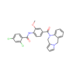 COc1cc(C(=O)N2Cc3cccn3Cc3ccccc32)ccc1NC(=O)c1ccc(Cl)cc1Cl ZINC000013780027