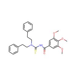 COc1cc(C(=O)NC(=S)N(CCc2ccccc2)CCc2ccccc2)cc(OC)c1OC ZINC000008693865