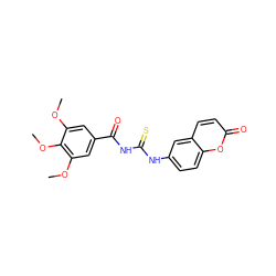 COc1cc(C(=O)NC(=S)Nc2ccc3oc(=O)ccc3c2)cc(OC)c1OC ZINC000002404646