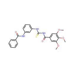 COc1cc(C(=O)NC(=S)Nc2cccc(NC(=O)c3ccccc3)c2)cc(OC)c1OC ZINC000000881739