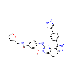 COc1cc(C(=O)NC[C@@H]2CCCO2)ccc1Nc1ncc2c(n1)-c1c(nn(C)c1-c1ccc(-c3cnn(C)c3)cc1)CC2 ZINC000224943043