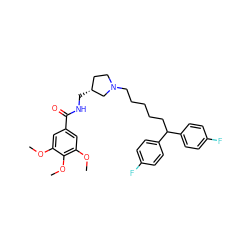 COc1cc(C(=O)NC[C@@H]2CCN(CCCCCC(c3ccc(F)cc3)c3ccc(F)cc3)C2)cc(OC)c1OC ZINC000084669048