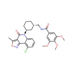 COc1cc(C(=O)NC[C@H]2CCC[C@H](n3c(=O)c4c(C)onc4c4c(Cl)cccc43)C2)cc(OC)c1OC ZINC000028529736