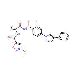 COc1cc(C(=O)NC2(C(=O)N[C@H](C)c3ccc(-n4cc(-c5ccccc5)cn4)cc3F)CC2)on1 ZINC000072110894