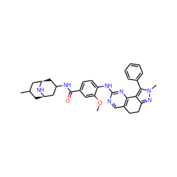 COc1cc(C(=O)NC2C[C@@H]3CC(C)C[C@H](C2)N3)ccc1Nc1ncc2c(n1)-c1c(nn(C)c1-c1ccccc1)CC2 ZINC000169702369