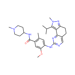 COc1cc(C(=O)NC2CCN(C)CC2)c(C)cc1Nc1ncc2c(n1)-c1c(nn(C)c1C(C)C)CC2 ZINC000143090897