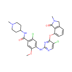 COc1cc(C(=O)NC2CCN(C)CC2)c(Cl)cc1Nc1ncc(Cl)c(Oc2cccc3c2C(=O)N(C)C3)n1 ZINC000115954004