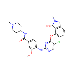 COc1cc(C(=O)NC2CCN(C)CC2)ccc1Nc1ncc(Cl)c(Oc2cccc3c2C(=O)N(C)C3)n1 ZINC000138456835