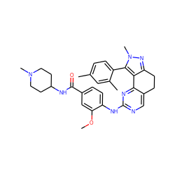 COc1cc(C(=O)NC2CCN(C)CC2)ccc1Nc1ncc2c(n1)-c1c(nn(C)c1-c1ccc(C)cc1C)CC2 ZINC000143043094