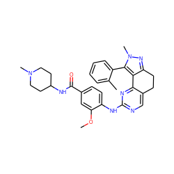 COc1cc(C(=O)NC2CCN(C)CC2)ccc1Nc1ncc2c(n1)-c1c(nn(C)c1-c1ccccc1C)CC2 ZINC000169702189