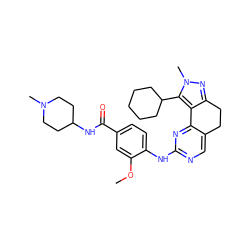 COc1cc(C(=O)NC2CCN(C)CC2)ccc1Nc1ncc2c(n1)-c1c(nn(C)c1C1CCCCC1)CC2 ZINC000141178686