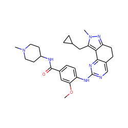 COc1cc(C(=O)NC2CCN(C)CC2)ccc1Nc1ncc2c(n1)-c1c(nn(C)c1CC1CC1)CC2 ZINC000143045516