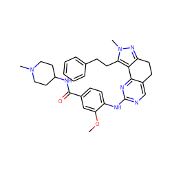 COc1cc(C(=O)NC2CCN(C)CC2)ccc1Nc1ncc2c(n1)-c1c(nn(C)c1CCc1ccccc1)CC2 ZINC000169702233