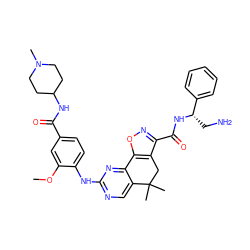 COc1cc(C(=O)NC2CCN(C)CC2)ccc1Nc1ncc2c(n1)-c1onc(C(=O)N[C@@H](CN)c3ccccc3)c1CC2(C)C ZINC000199455440