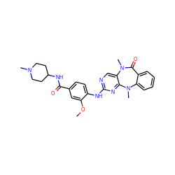 COc1cc(C(=O)NC2CCN(C)CC2)ccc1Nc1ncc2c(n1)N(C)c1ccccc1C(=O)N2C ZINC000066098542