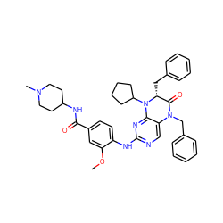 COc1cc(C(=O)NC2CCN(C)CC2)ccc1Nc1ncc2c(n1)N(C1CCCC1)[C@H](Cc1ccccc1)C(=O)N2Cc1ccccc1 ZINC000473088672