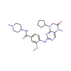 COc1cc(C(=O)NC2CCN(C)CC2)ccc1Nc1ncc2c(n1)N(C1CCCC1)CC(=O)N2C ZINC000473083535