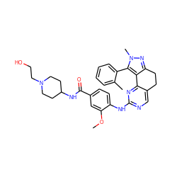 COc1cc(C(=O)NC2CCN(CCO)CC2)ccc1Nc1ncc2c(n1)-c1c(nn(C)c1-c1ccccc1C)CC2 ZINC000169702440