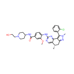 COc1cc(C(=O)NC2CCN(CCO)CC2)ccc1Nc1ncc2c(n1)-c1c(nn(C)c1-c1ccccc1Cl)C[C@@H]2C ZINC000169702416