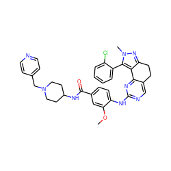 COc1cc(C(=O)NC2CCN(Cc3ccncc3)CC2)ccc1Nc1ncc2c(n1)-c1c(nn(C)c1-c1ccccc1Cl)CC2 ZINC000169702392